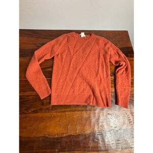 Fiona Cable Knit Crewneck Sweater Orange XL 100% Cashmere‎